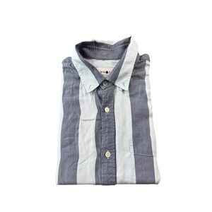 NNO7 No Nationality Blue Tencel Striped Men's Burton Front Size Large